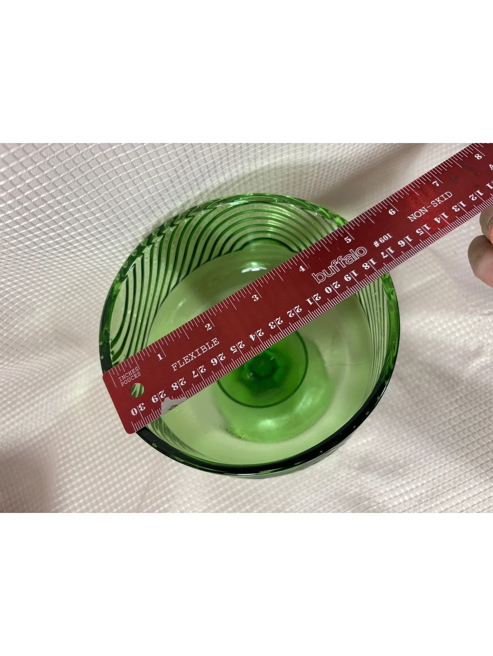 Vintage E. O. Brody Co EMERALD GREEN Glass Pedestal Candy Bowl Dish swirl
